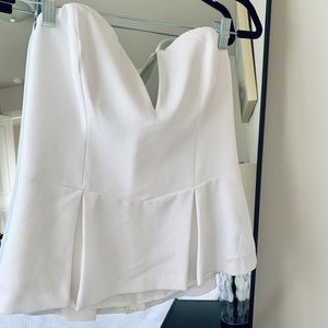 GUESS Strapless Low Cut Flare Top